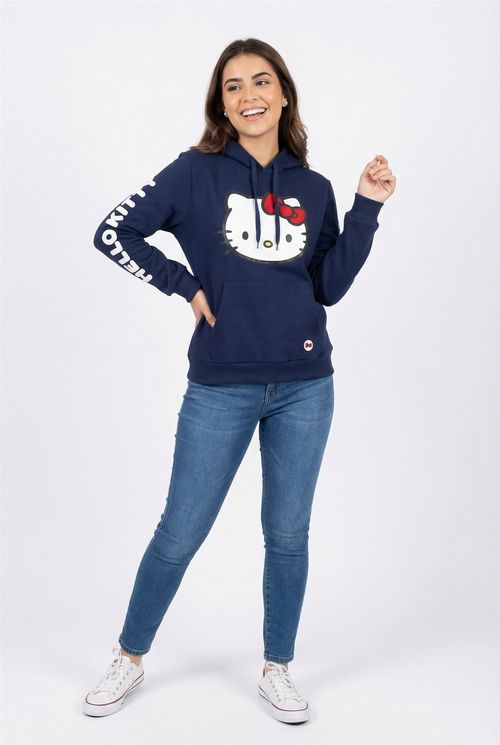 Top moletom fem fsh ffm070 hello kitty f azul escuro