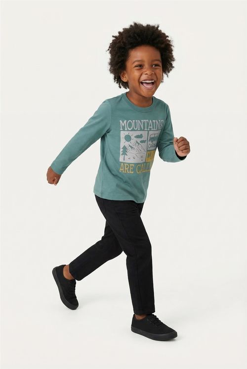 Blusa Infantil Verde Pistache Mountains Are Calling