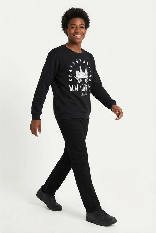 Moleton Infantil Menino Preto Juvenil Skateboard New York