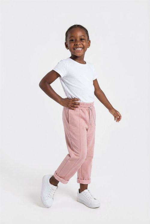 Calça Clochard Infantil Menina Rosa Médio com Glitter