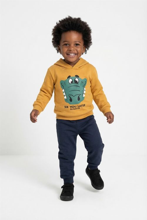 Conjunto Infantil Menino Amarelo Mostarda Azul Marinho Jacaré