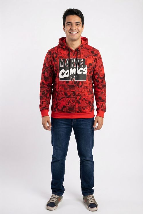 Moletom com Capuz Masculino Vermelho Marvel Comics Quadrinhos