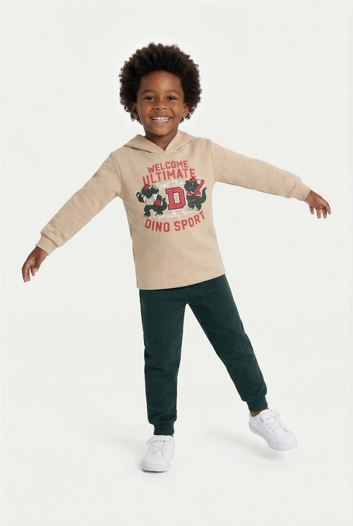 Conjunto Infantil Menino Bege/Verde Dino