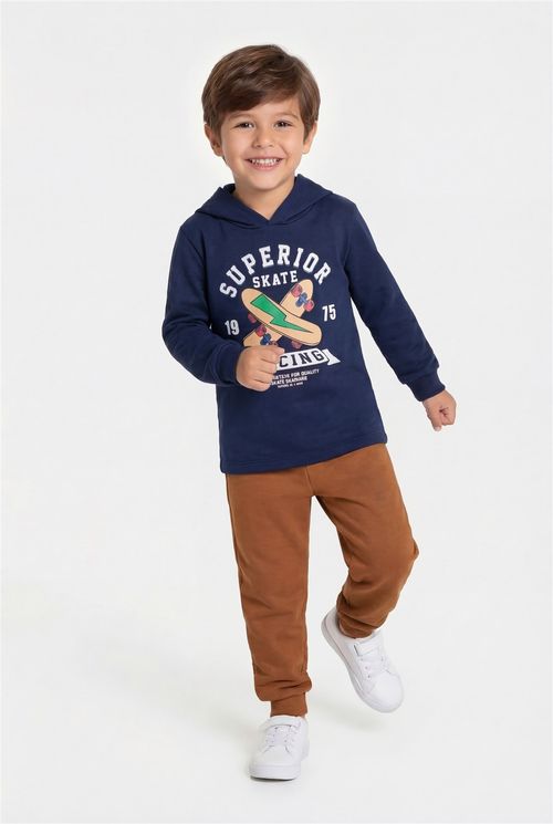 Conjunto Infantil Menino Azul Marinho/Caramelo Superior Skate