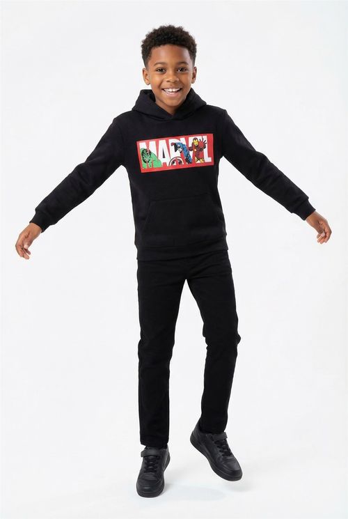 Blusão de Moletom Infantil Menino Preto Marvel Vingadores