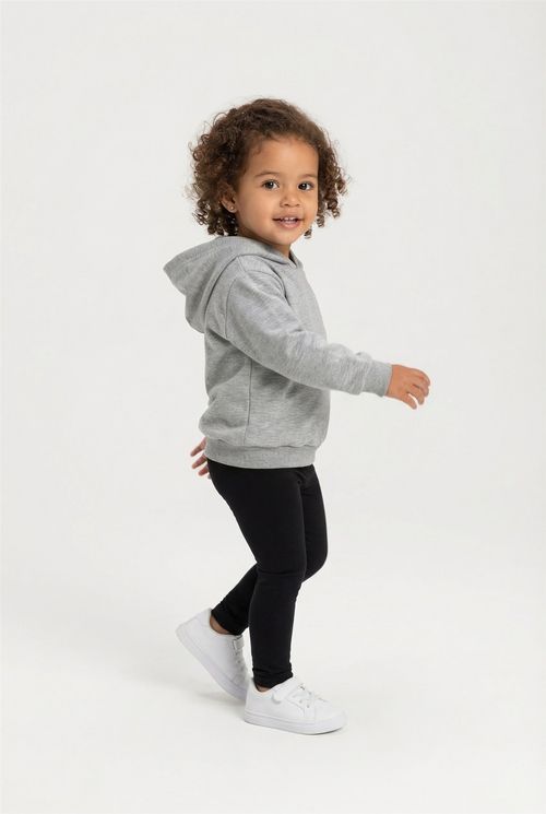 Blusão de Moletom com Capuz Infantil Cinza Mescla