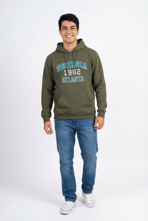 Moletom Masculino Verde Militar Estampa Georgia 1982 Atlanta