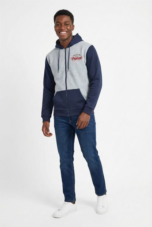 Moletom Masculino Cinza Azul Marinho Color Block