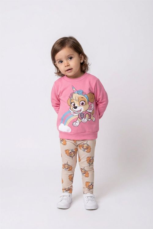 Conjunto Infantil Menina Rosa Patrulha Canina Skye Unicórnio