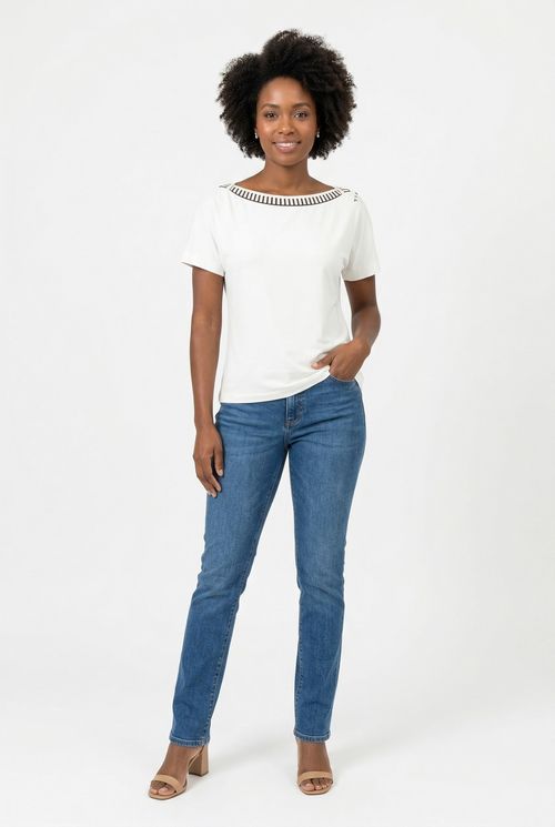 Blusa fem prom fcal484 m/c reti care off off white