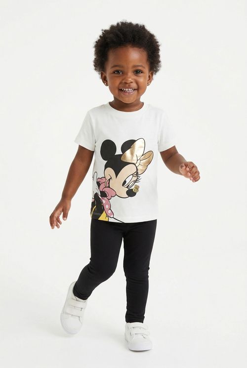 Blusa Infantil Menina Off-White Minnie Mouse Foil Dourada