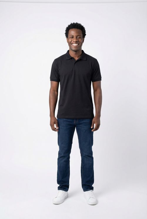 Polo Masculina Piquet Preto