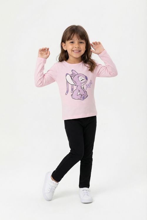 Blusa Infantil Menina Criança Rosa Claro Angel Glitter