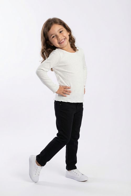 Blusa Infantil Menina Off White com Glitter
