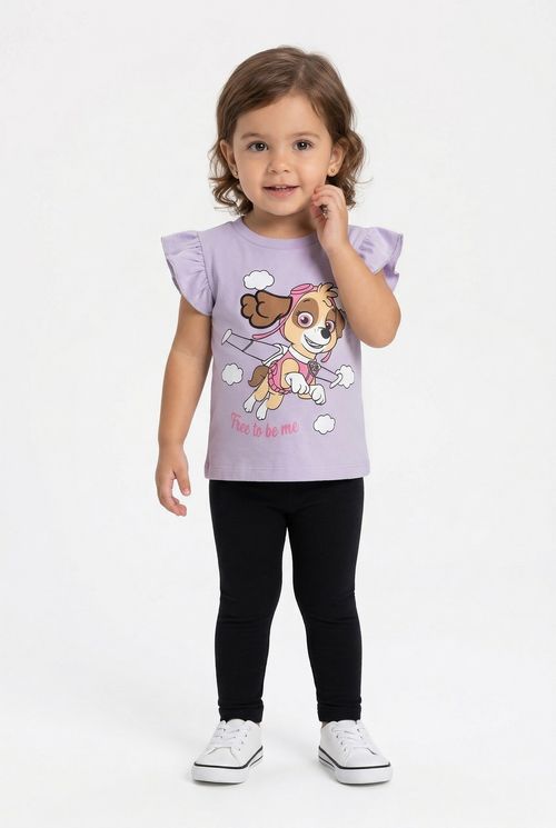 Blusa Infantil Menina Lilás Patrulha Canina Skye