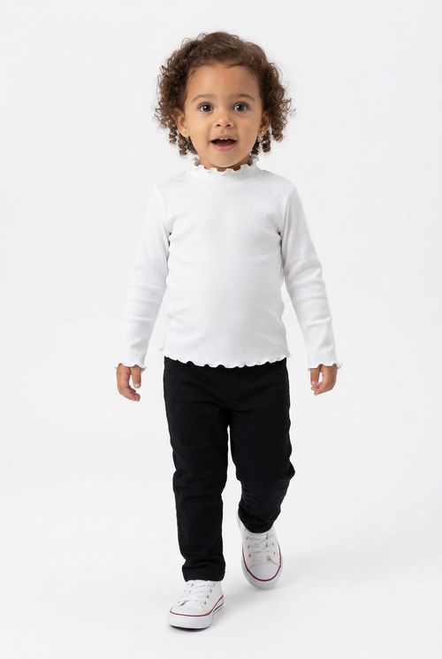 Blusa Infantil Menina Off-White Canelada Franzida