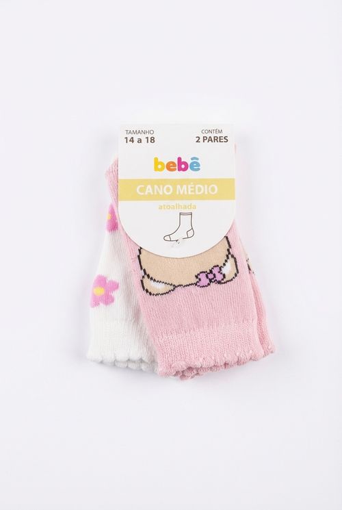 Meias Infantil Menina Bebê Estampa Bailarina Floral