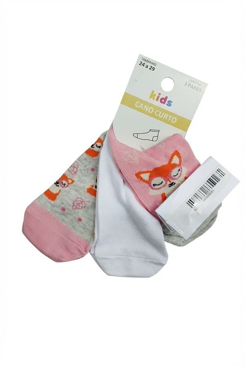 Meias Infantil Menina Coloridas Tam. 24-29 Raposa Fofa