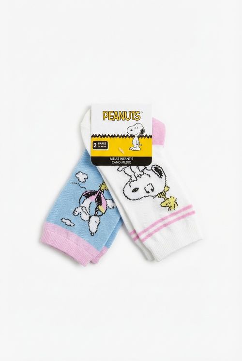 Meias Infantil Multicolorido Snoopy e Woodstock