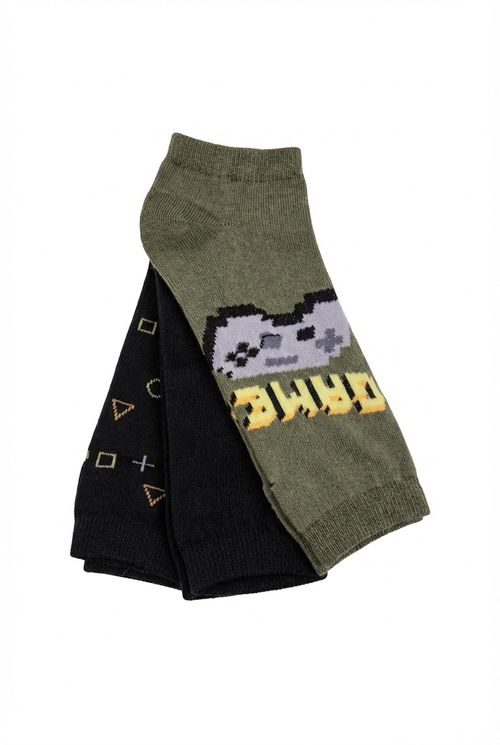 Kit 3 Pares de Meias Infantil Menino Gamer Controle Ícones