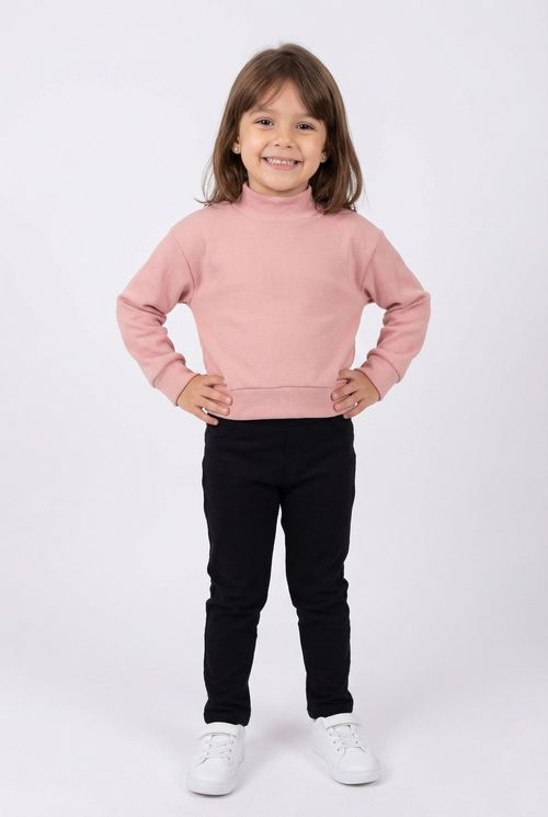 Blusa Infantil Menina Gola Alta Canelada Rosa