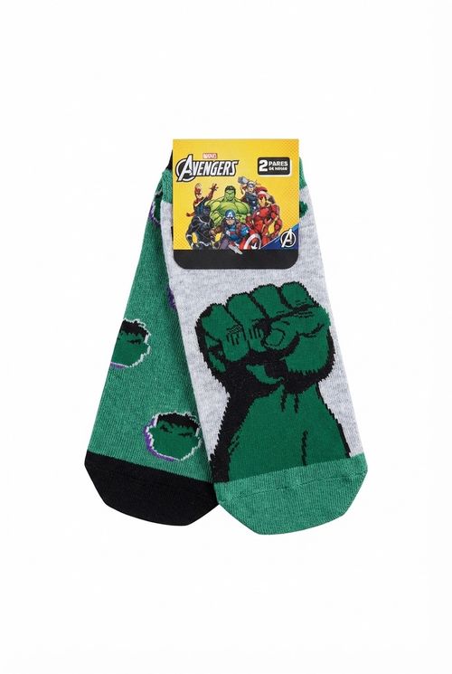 Kit Meias Infantil Menino Hulk Vingadores 2 Pares