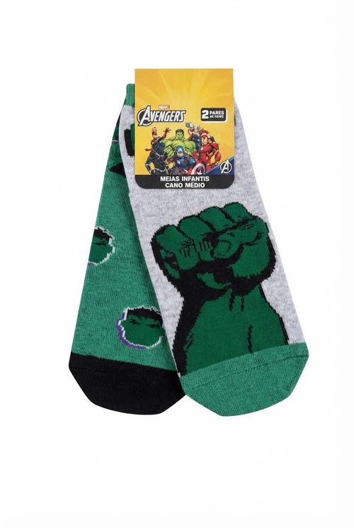 Meias Infantil Menino Verde Hulk Vingadores