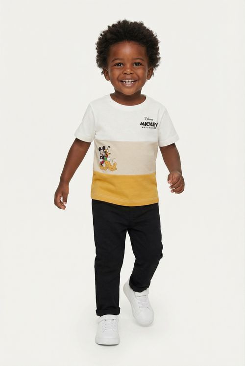 Camiseta Infantil Menino Off White Mostarda Mickey CB