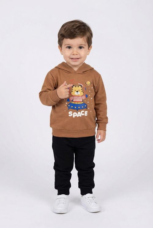 Moletom Infantil Marrom Tigre Astronauta