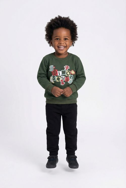 Moletom Infantil Menino Verde Militar Dino Squad