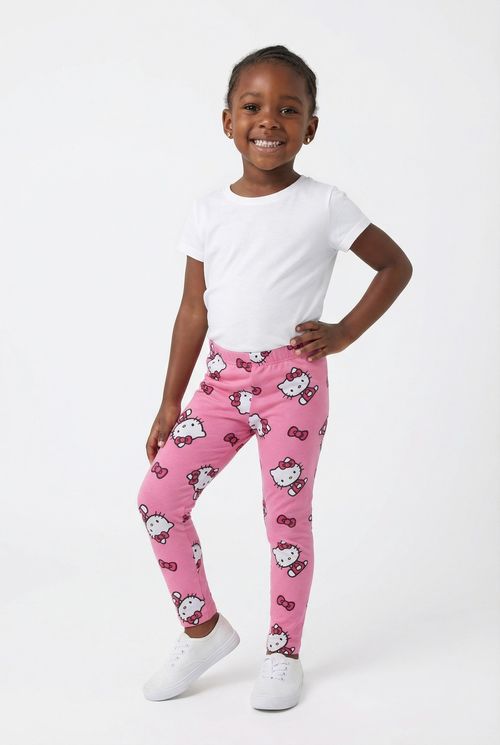 Legging Infantil Menina Rosa Médio Infantil Hello Kitty e Laços
