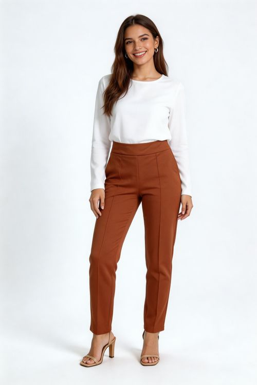 Calca feminino promo scuba liso marrom marrom escuro