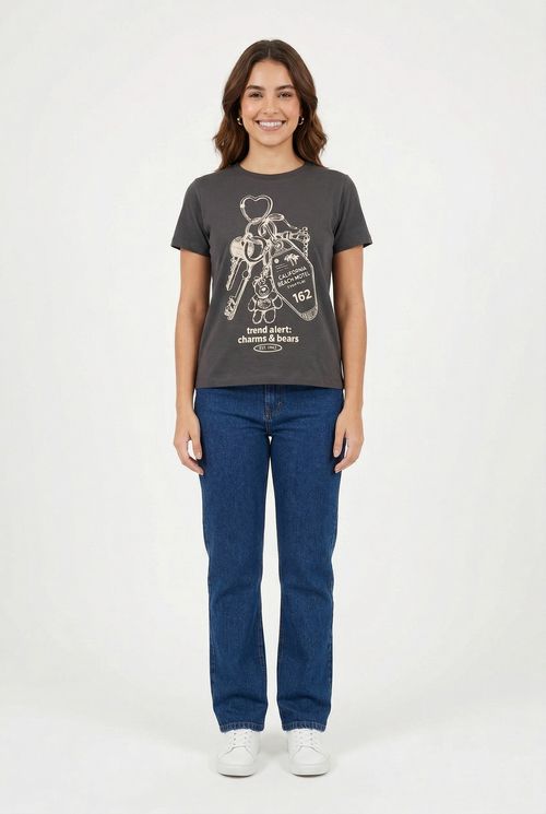 Blusa fem promo ffl265 magical love chum cinza escuro