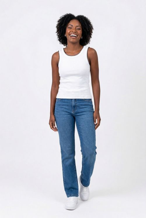 Blusa fem rom prog s/m rib picueta off w off white