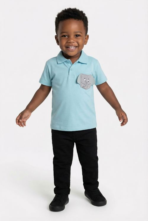 Camiseta polo 1/3nos1275414 bichinhos az azul