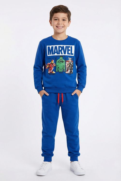 Conjunto Moletom Infantil Menino Azul Marvel Vingadores