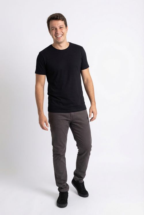 Calça Masculina Chumbo Slim Fit com Elastano