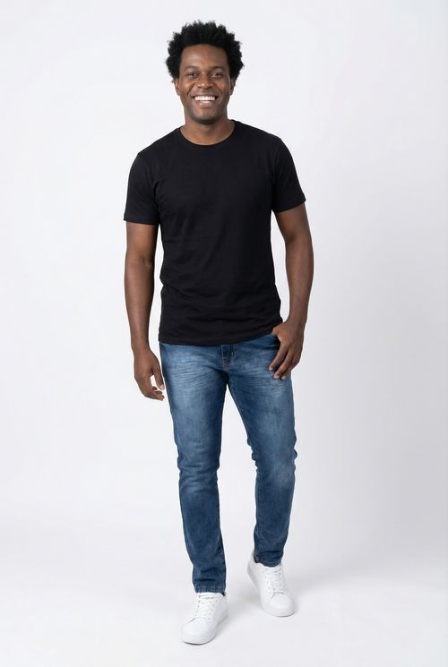 Calca masc promo 70066 jns skinny md jeans azul medio