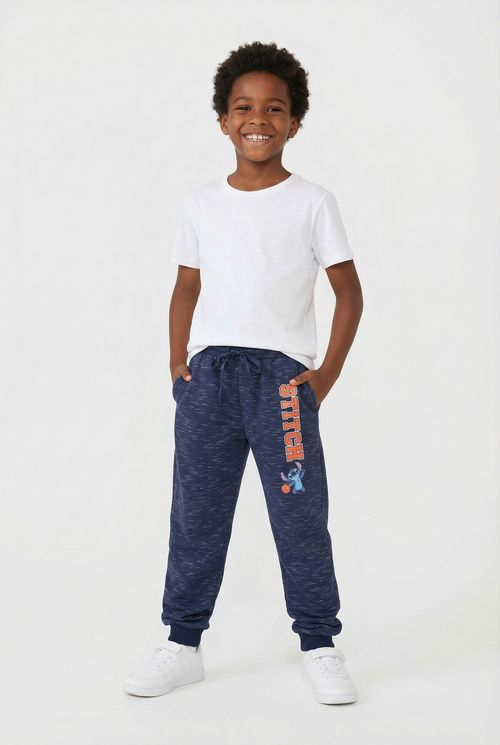 Calça Jogger Infantil Menino Azul Marinho Stitch