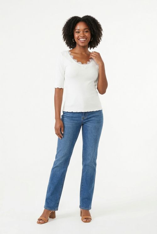 Blusa fem cas fcal471 m/c deco renda off off white