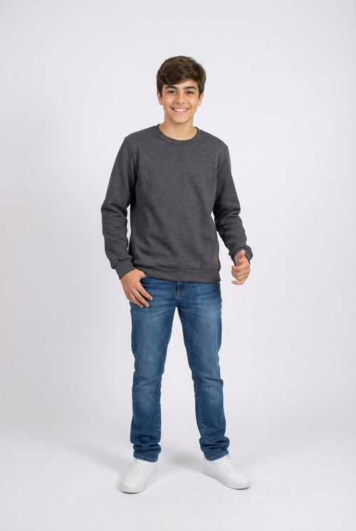Moletom Infantil Menino Cinza Chumbo Juvenil Liso