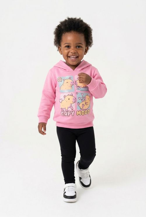 Moletom Infantil Menina Rosa Estampa Capivaras