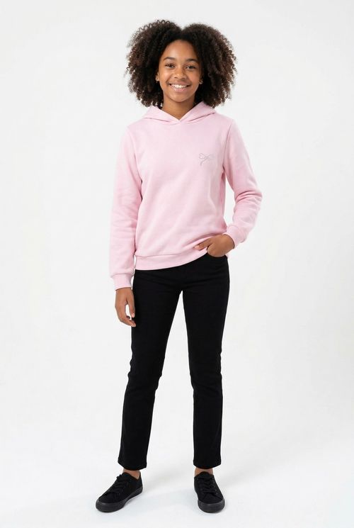 Moletom Infantil Menina Rosa Juvenil Laço Delicado