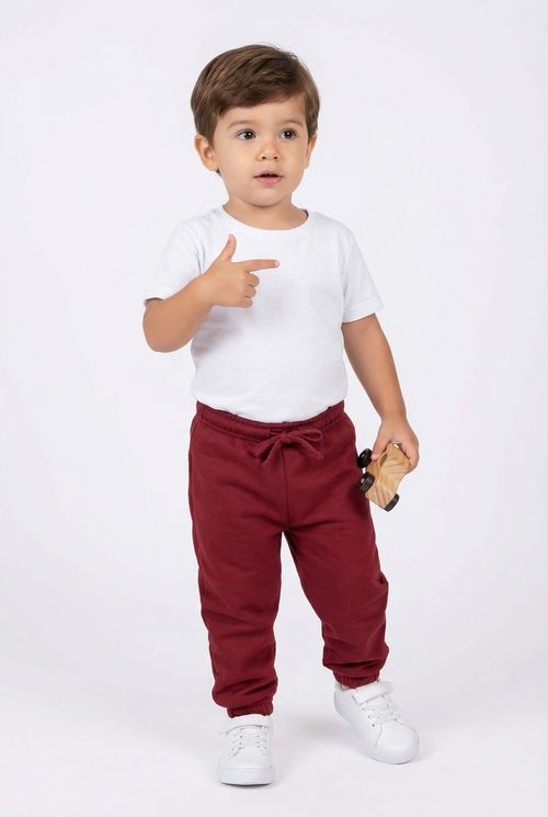 Calça Moletom Jogger Infantil Vinho