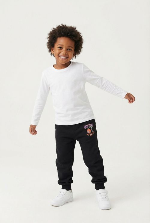 Calça Moletom Jogger Infantil Menino Preta Basquete NYC