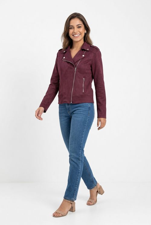 Jaqueta Suede Perfecto Feminina Bordô