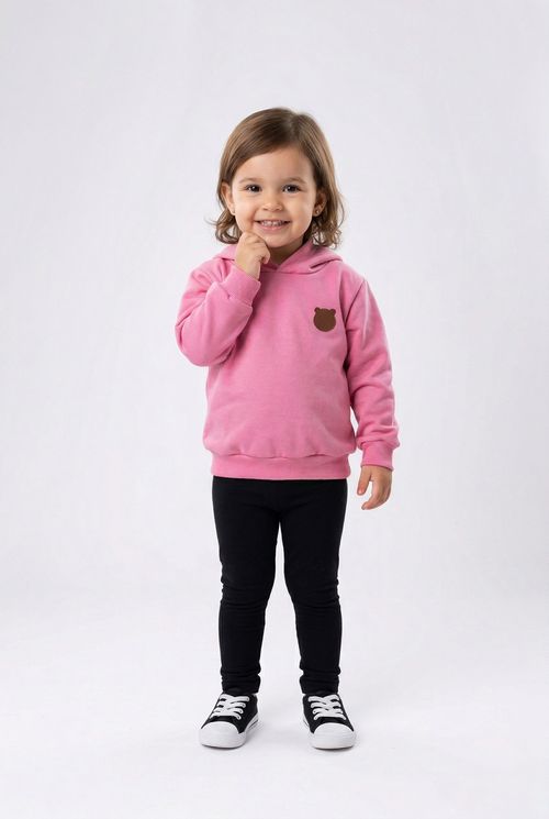 Moletom Infantil Menina Rosa Médio Urso Fofo