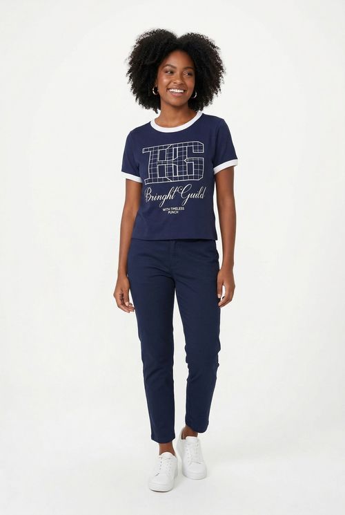 Blusa fem promo ffl301 m/c silk azul mar azul escuro