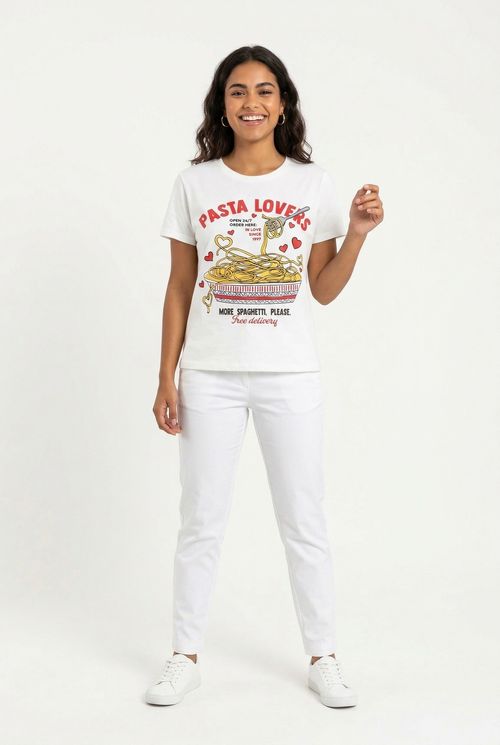 Blusa fem promo ffl266 m/c  estamp off w off white