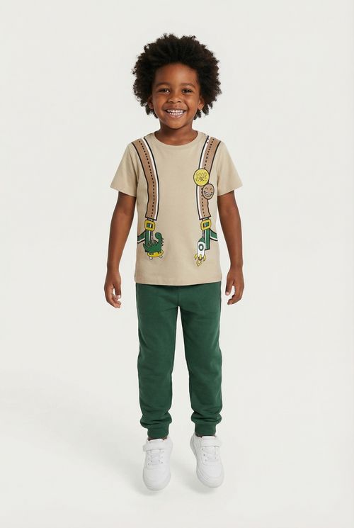 Camiseta m/c 4/8 nos 1275076 dino bege bege